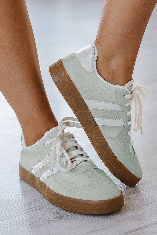 White Striped Lace - Up Flat Sneakers - dellidu.com - Sneakers - 404875014214 - Beau Blue - White Striped Lace - Up Flat Sneakers - 35 - White Striped Lace - Up Flat Sneakers - BH023587 - P804 - 35 - Shewin