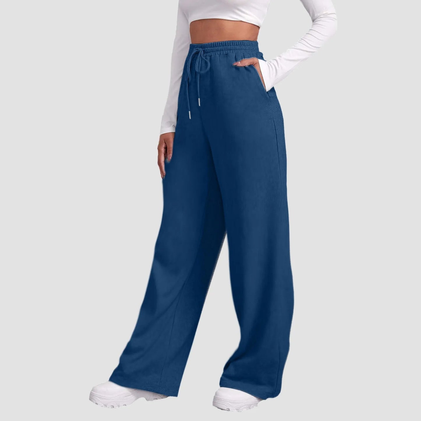 Wide Leg Casual Pants for Women - High Waist Drawstring Trousers - dellidu.com - Navy - b - Wide Leg Casual Pants for Women - High Waist Drawstring Trousers - XL - Wide Leg Casual Pants for Women - High Waist Drawstring Trousers - 14:203027876#Navy - b;5:100014065 - dellidu.com