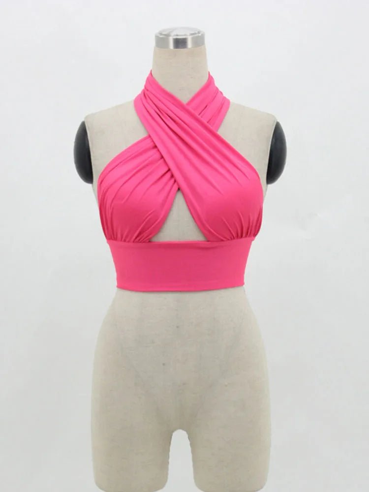 Women’s Backless Crop Top - Strappy Halter Neck Vest - dellidu.com - WHITE - Women’s Backless Crop Top - Strappy Halter Neck Vest - M - Women’s Backless Crop Top - Strappy Halter Neck Vest - 14:29;5:361386 - dellidu.com