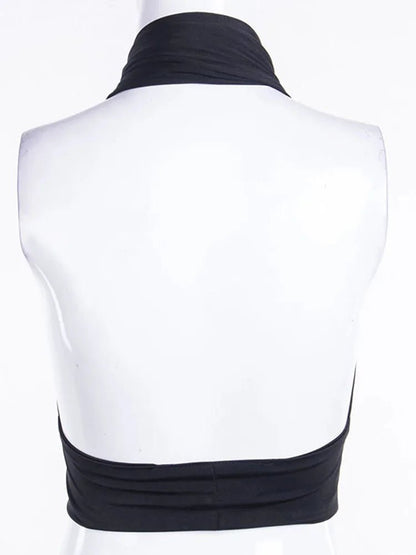 Women’s Backless Crop Top - Strappy Halter Neck Vest - dellidu.com - WHITE - Women’s Backless Crop Top - Strappy Halter Neck Vest - M - Women’s Backless Crop Top - Strappy Halter Neck Vest - 14:29;5:361386 - dellidu.com