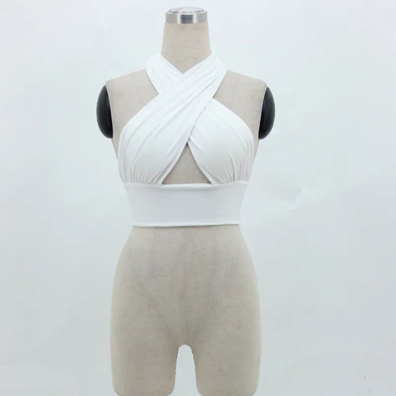 Women’s Backless Crop Top - Strappy Halter Neck Vest - dellidu.com - WHITE - Women’s Backless Crop Top - Strappy Halter Neck Vest - M - Women’s Backless Crop Top - Strappy Halter Neck Vest - 14:29;5:361386 - dellidu.com