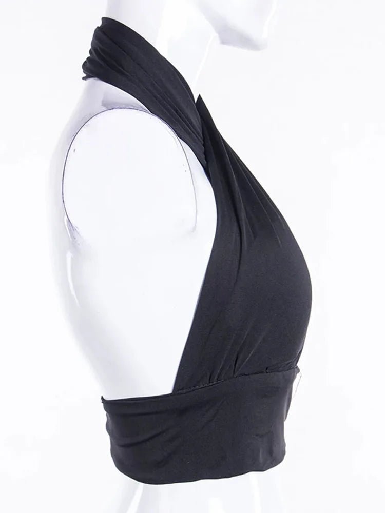 Women’s Backless Crop Top - Strappy Halter Neck Vest - dellidu.com - WHITE - Women’s Backless Crop Top - Strappy Halter Neck Vest - M - Women’s Backless Crop Top - Strappy Halter Neck Vest - 14:29;5:361386 - dellidu.com