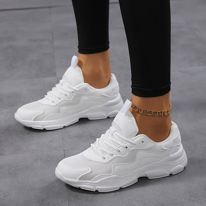 Women's Breathable Mesh Casual Sneakers - Lightweight Athletic Shoes - dellidu.com - White - Women's Breathable Mesh Casual Sneakers - Lightweight Athletic Shoes - EU 34.5 - Women's Breathable Mesh Casual Sneakers - Lightweight Athletic Shoes - 15132;2001 - dellidu.com