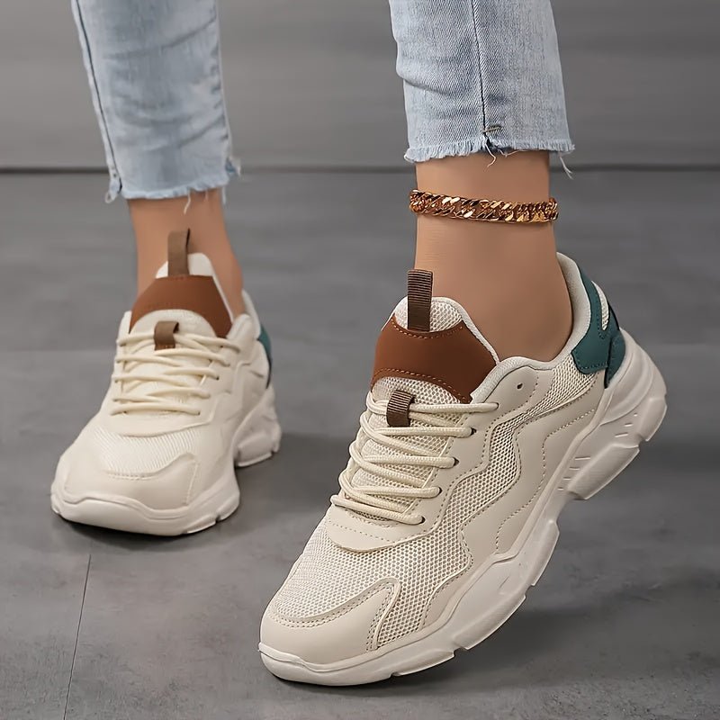 Women's Breathable Mesh Casual Sneakers - Lightweight Athletic Shoes - dellidu.com - Beige Green - Women's Breathable Mesh Casual Sneakers - Lightweight Athletic Shoes - EU 34.5 - Women's Breathable Mesh Casual Sneakers - Lightweight Athletic Shoes - 15132;176374 - dellidu.com