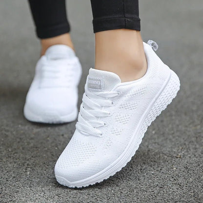 Women’s Breathable Mesh Casual Sneakers - White Flat Shoes - dellidu.com - A08White - Women’s Breathable Mesh Casual Sneakers - White Flat Shoes - 41 - Women’s Breathable Mesh Casual Sneakers - White Flat Shoes - 14:193#A08White;200000124:100010483 - dellidu.com