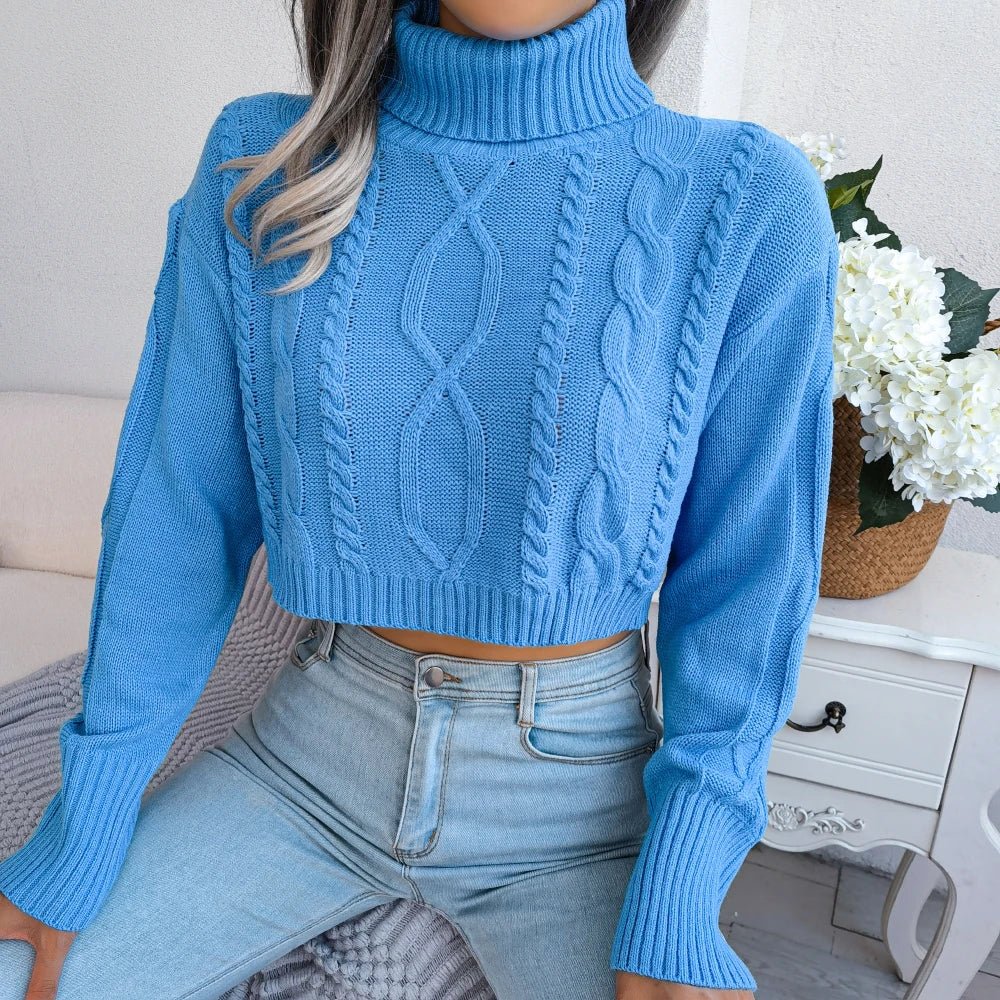 Women’s Casual Knitted Turtleneck Sweater - Long Sleeve Crop Top - dellidu.com - SKY BLUE - Women’s Casual Knitted Turtleneck Sweater - Long Sleeve Crop Top - S - Women’s Casual Knitted Turtleneck Sweater - Long Sleeve Crop Top - 14:1254;5:100014064 - dellidu.com