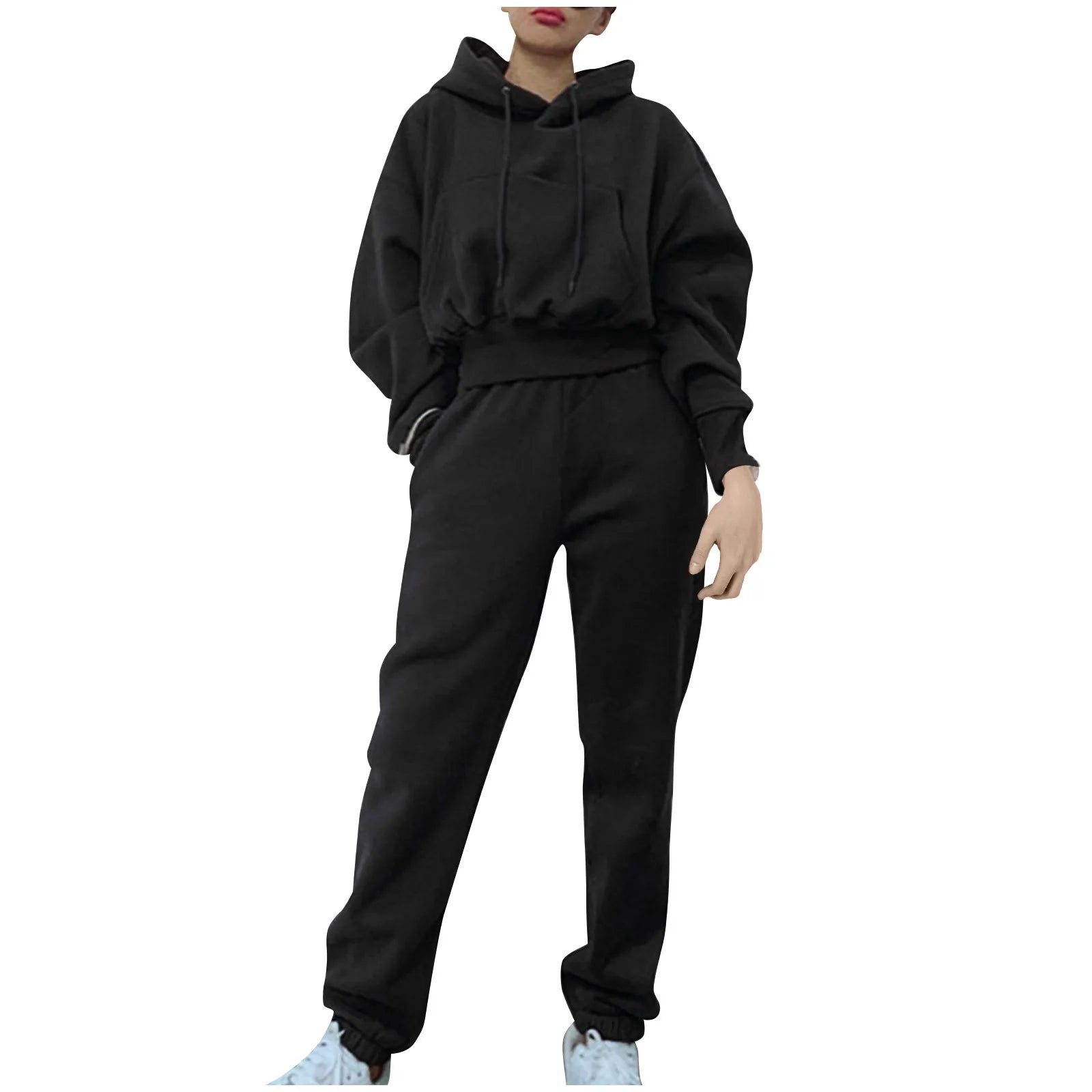 Women's Casual Solid Color Hoodie & Trousers Sports Suit - dellidu.com - Khaki - Women's Casual Solid Color Hoodie & Trousers Sports Suit - S - Women's Casual Solid Color Hoodie & Trousers Sports Suit - 14:200001438#Khaki;5:100014064 - dellidu.com