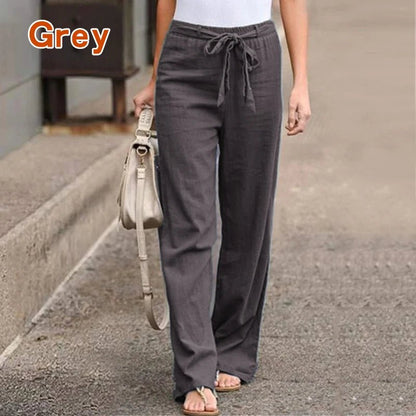 Women’s Cotton Linen Casual Drawstring Ankle - Length Pants - dellidu.com - Gray - Women’s Cotton Linen Casual Drawstring Ankle - Length Pants - XXXL - Women’s Cotton Linen Casual Drawstring Ankle - Length Pants - 14:173#Gray;5:4183 - dellidu.com