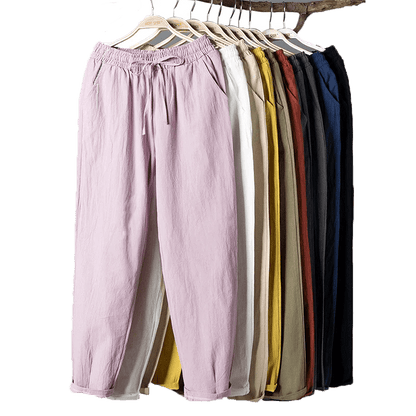 Women’s Cotton Linen Harem Pants - Elastic Waist Candy Colors - dellidu.com - Pink - Women’s Cotton Linen Harem Pants - Elastic Waist Candy Colors - XL(57 - 63kg) - Women’s Cotton Linen Harem Pants - Elastic Waist Candy Colors - 14:365458#Pink;5:100014065#XL(57 - 63kg) - dellidu.com