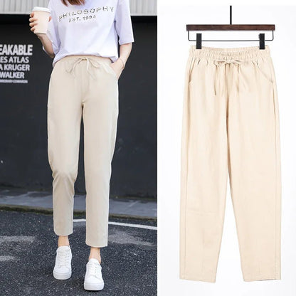 Women’s Cotton Linen Harem Pants - Elastic Waist Candy Colors - dellidu.com - Khaki - Women’s Cotton Linen Harem Pants - Elastic Waist Candy Colors - XXL(63 - 70kg) - Women’s Cotton Linen Harem Pants - Elastic Waist Candy Colors - 14:200001438;5:4182#XXL(63 - 70kg) - dellidu.com