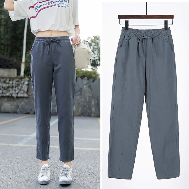 Women’s Cotton Linen Harem Pants - Elastic Waist Candy Colors - dellidu.com - Grey - Women’s Cotton Linen Harem Pants - Elastic Waist Candy Colors - XXL(63 - 70kg) - Women’s Cotton Linen Harem Pants - Elastic Waist Candy Colors - 14:1254#Grey;5:4182#XXL(63 - 70kg) - dellidu.com