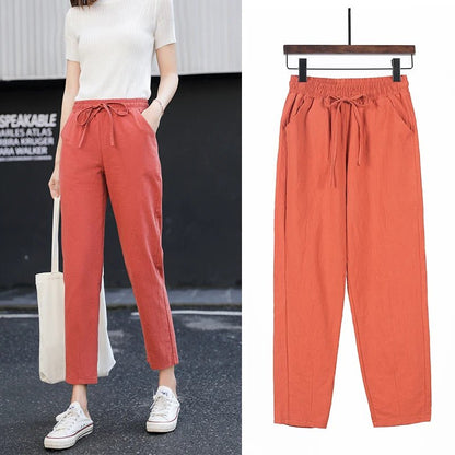 Women’s Cotton Linen Harem Pants - Elastic Waist Candy Colors - dellidu.com - Orange - Women’s Cotton Linen Harem Pants - Elastic Waist Candy Colors - XXL(63 - 70kg) - Women’s Cotton Linen Harem Pants - Elastic Waist Candy Colors - 14:202997806#Orange;5:4182#XXL(63 - 70kg) - dellidu.com