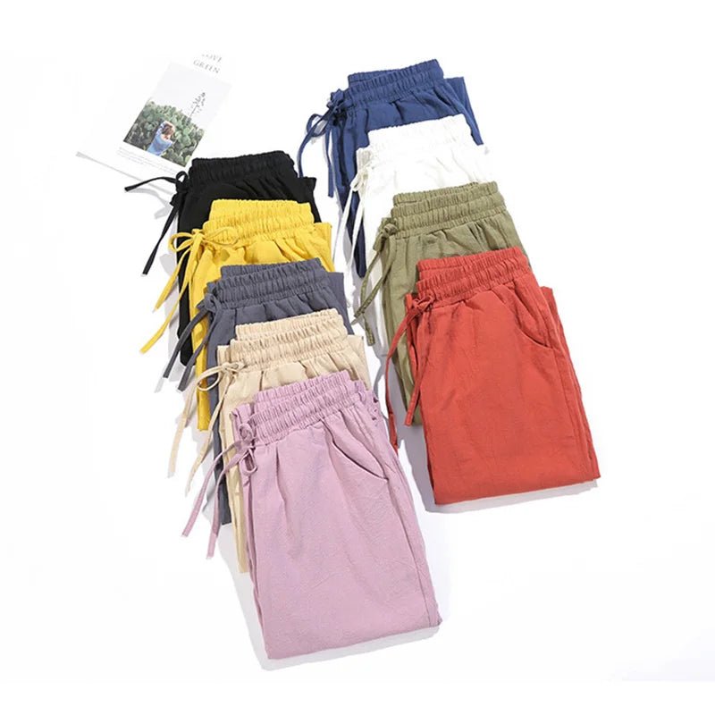 Women’s Cotton Linen Harem Pants - Elastic Waist Candy Colors - dellidu.com - Pink - Women’s Cotton Linen Harem Pants - Elastic Waist Candy Colors - XL(57 - 63kg) - Women’s Cotton Linen Harem Pants - Elastic Waist Candy Colors - 14:365458#Pink;5:100014065#XL(57 - 63kg) - dellidu.com