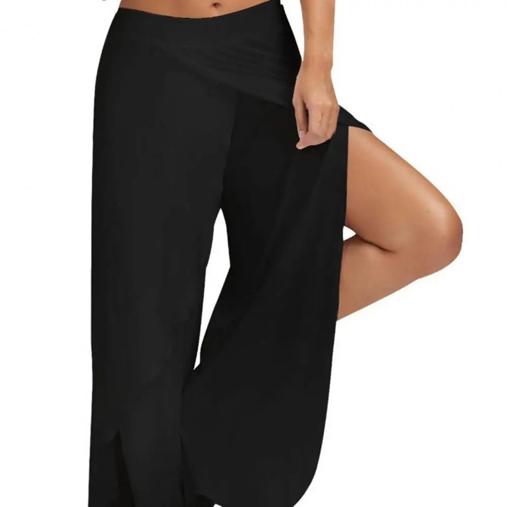 Women's Elastic Waist Mid - Rise Wide Leg Yoga Pants - dellidu.com - Black - Women's Elastic Waist Mid - Rise Wide Leg Yoga Pants - 2XL - Women's Elastic Waist Mid - Rise Wide Leg Yoga Pants - 14:10#Black;5:664#2XL - dellidu.com