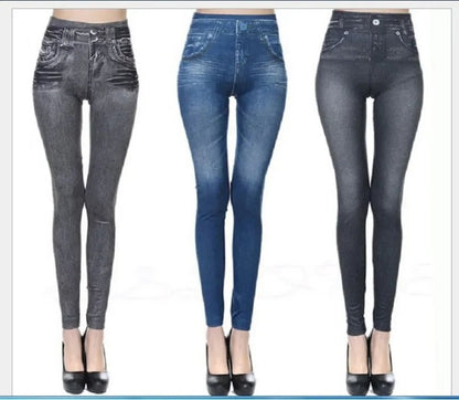 Women's Faux Denim Jeans Leggings - Casual Summer Pants - dellidu.com - Blue - Women's Faux Denim Jeans Leggings - Casual Summer Pants - 4XL 5XL - Women's Faux Denim Jeans Leggings - Casual Summer Pants - 14:173#Blue;5:200000991#4XL 5XL - dellidu.com