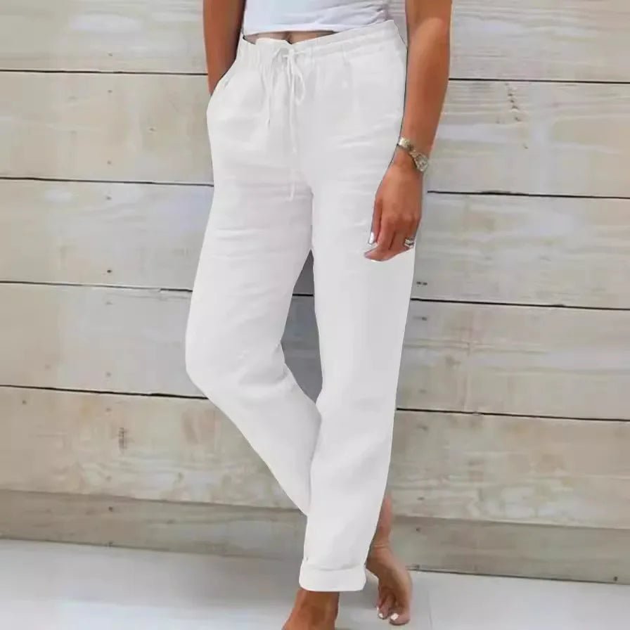 Women’s High Elastic Waist Cotton Linen Pants - dellidu.com - Sky Blue - Women’s High Elastic Waist Cotton Linen Pants - M - Women’s High Elastic Waist Cotton Linen Pants - 14:200661023#Sky Blue;5:361386 - dellidu.com