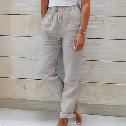 Women’s High Elastic Waist Cotton Linen Pants - dellidu.com - Sky Blue - Women’s High Elastic Waist Cotton Linen Pants - M - Women’s High Elastic Waist Cotton Linen Pants - 14:200661023#Sky Blue;5:361386 - dellidu.com