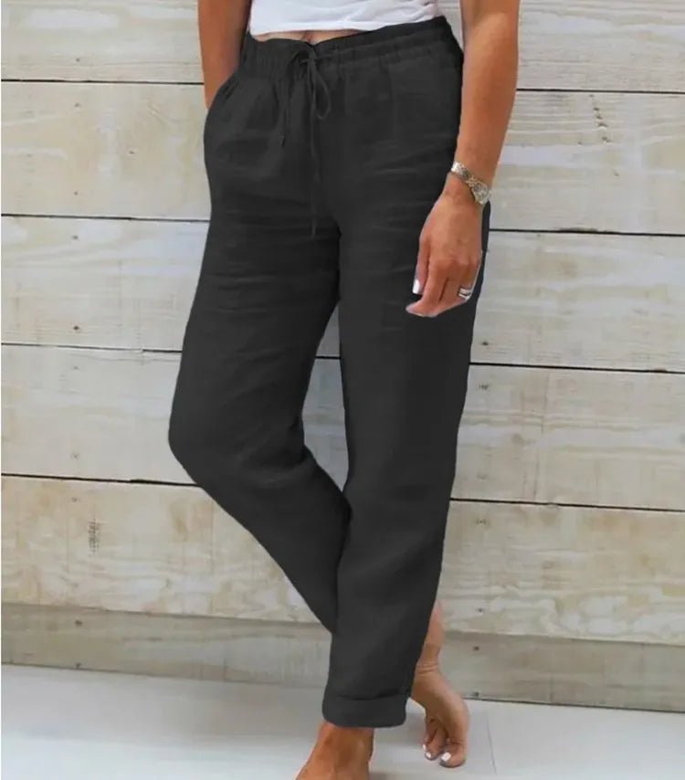 Women’s High Elastic Waist Cotton Linen Pants - dellidu.com - Black - Women’s High Elastic Waist Cotton Linen Pants - 5XL - Women’s High Elastic Waist Cotton Linen Pants - 14:193#Black;5:200000991 - dellidu.com