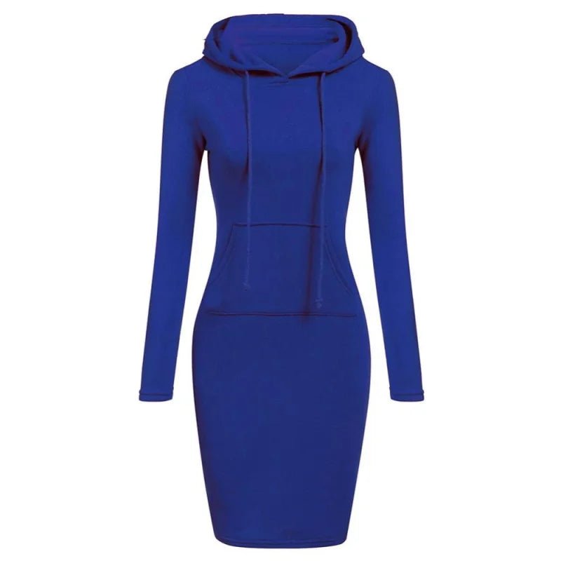 Women’s Hooded Autumn Dress with Pockets - dellidu.com - Blue - Women’s Hooded Autumn Dress with Pockets - XL - Women’s Hooded Autumn Dress with Pockets - 14:193#Blue;5:100014065 - dellidu.com