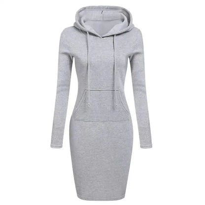 Women’s Hooded Autumn Dress with Pockets - dellidu.com - Blue - Women’s Hooded Autumn Dress with Pockets - XL - Women’s Hooded Autumn Dress with Pockets - 14:193#Blue;5:100014065 - dellidu.com