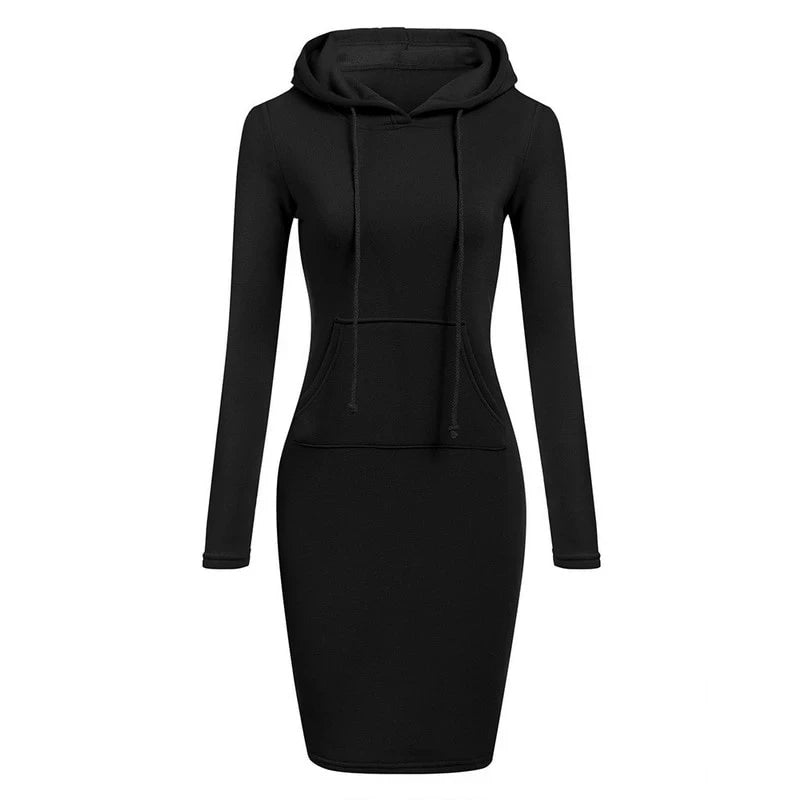 Women’s Hooded Autumn Dress with Pockets - dellidu.com - Blue - Women’s Hooded Autumn Dress with Pockets - XL - Women’s Hooded Autumn Dress with Pockets - 14:193#Blue;5:100014065 - dellidu.com