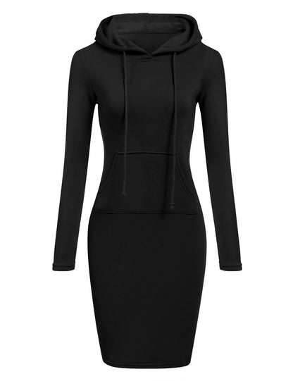 Women’s Hooded Autumn Dress with Pockets - dellidu.com - Black - Women’s Hooded Autumn Dress with Pockets - L - Women’s Hooded Autumn Dress with Pockets - 14:771#Black;5:361385 - dellidu.com