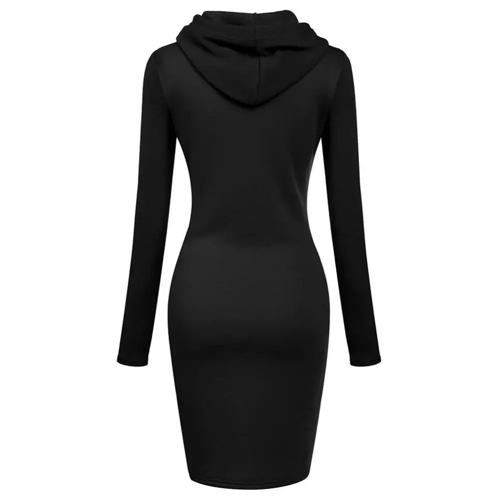 Women’s Hooded Autumn Dress with Pockets - dellidu.com - Blue - Women’s Hooded Autumn Dress with Pockets - XL - Women’s Hooded Autumn Dress with Pockets - 14:193#Blue;5:100014065 - dellidu.com