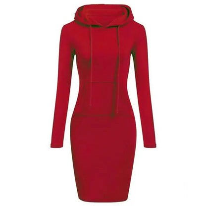 Women’s Hooded Autumn Dress with Pockets - dellidu.com - Blue - Women’s Hooded Autumn Dress with Pockets - XL - Women’s Hooded Autumn Dress with Pockets - 14:193#Blue;5:100014065 - dellidu.com