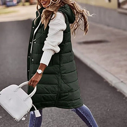 Women's Long Hooded Outdoor Down Vest Jacket - dellidu.com - beige - Women's Long Hooded Outdoor Down Vest Jacket - 4XL - Women's Long Hooded Outdoor Down Vest Jacket - 14:771#beige;5:200000990#4XL - dellidu.com