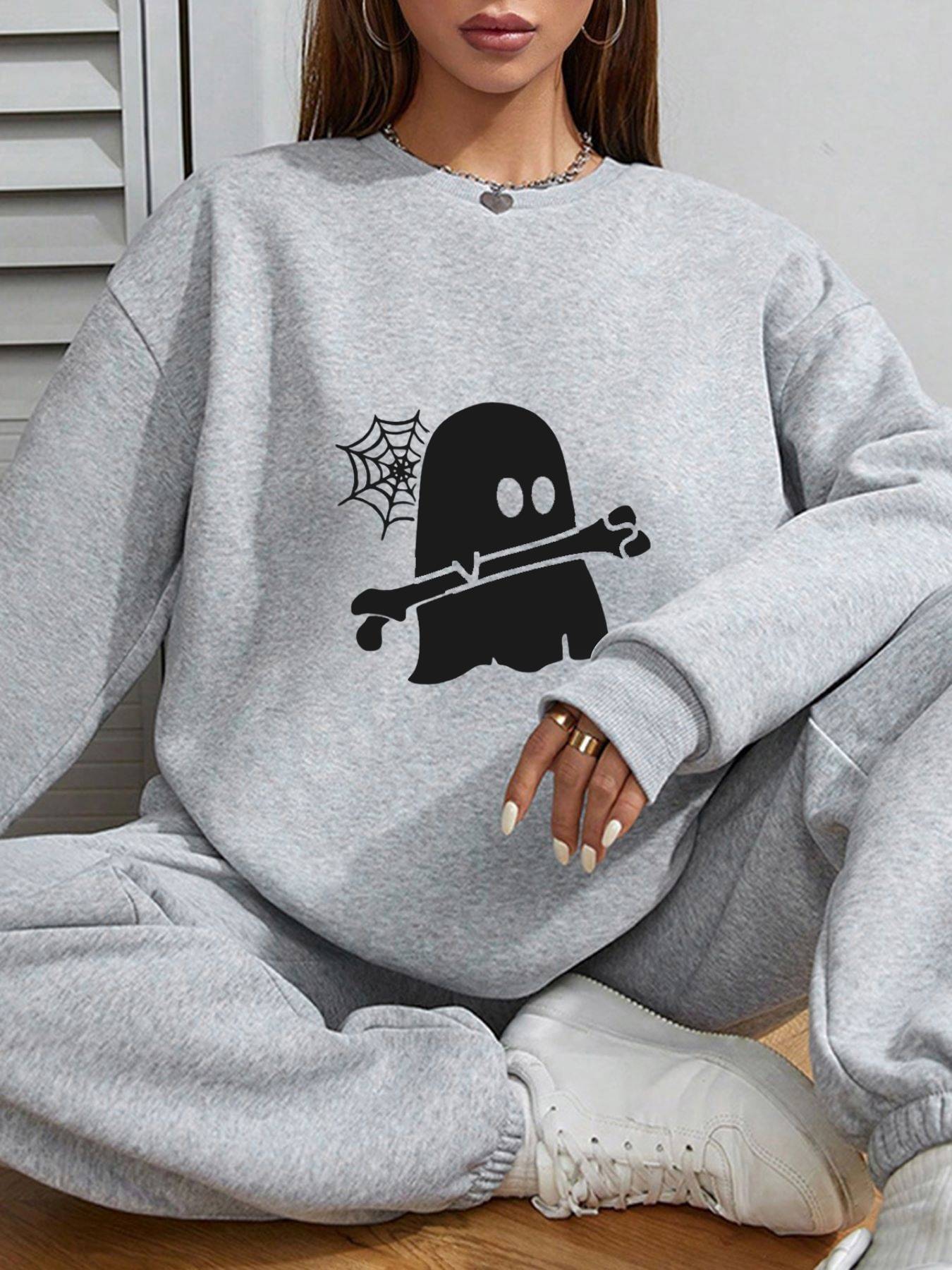 Women's Long - Sleeved Crew Neck Sweatshirt - dellidu.com - 5 - Gray - Women's Long - Sleeved Crew Neck Sweatshirt - XS - Women's Long - Sleeved Crew Neck Sweatshirt - CJQB227026209IR - null