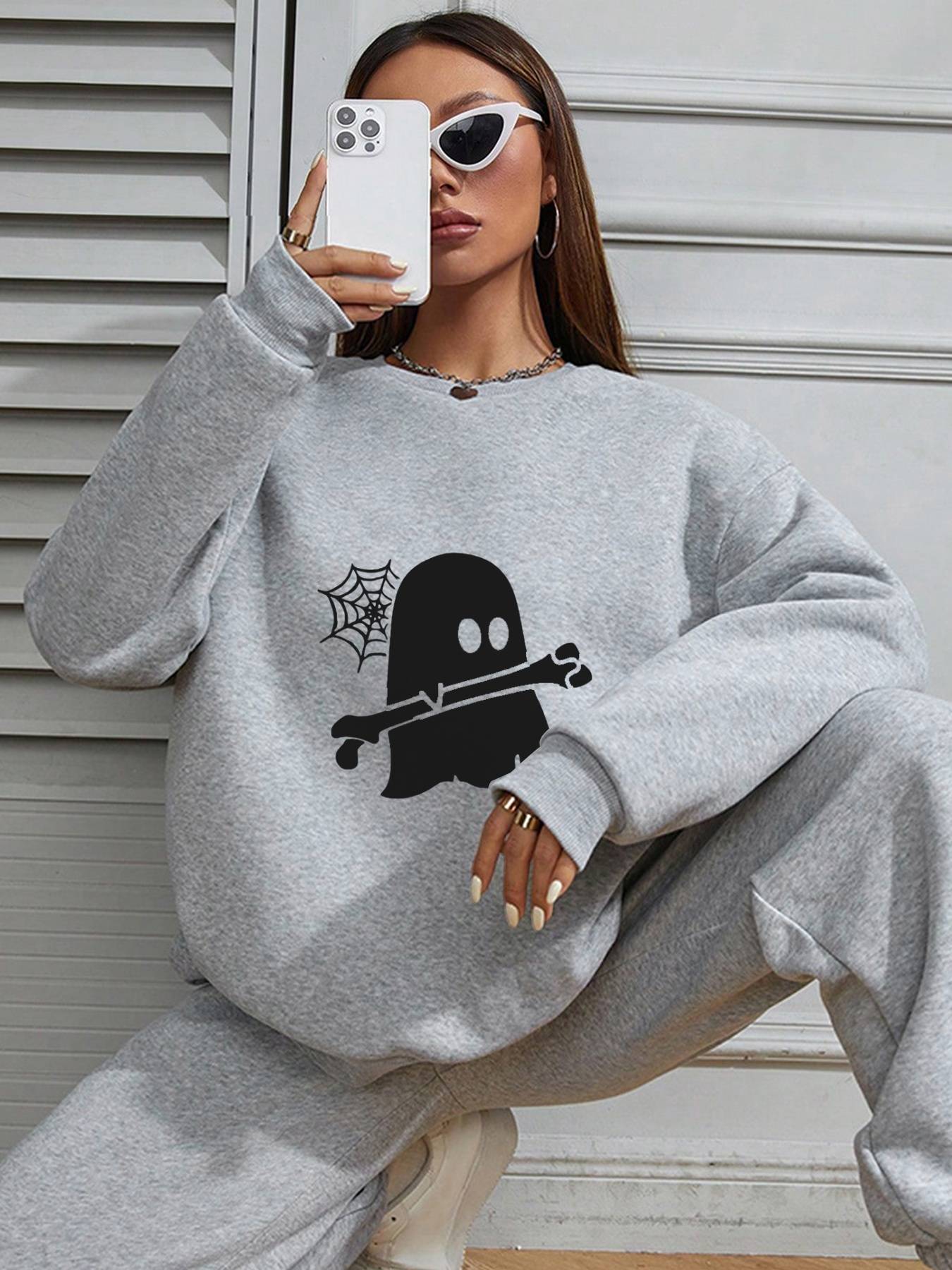 Women's Long - Sleeved Crew Neck Sweatshirt - dellidu.com - 5 - White - Women's Long - Sleeved Crew Neck Sweatshirt - XS - Women's Long - Sleeved Crew Neck Sweatshirt - CJQB227026201AZ - null