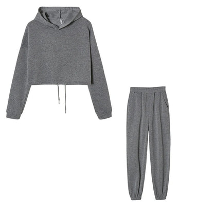 Women's Long - Sleeved Sports Casual Two - Piece Set - dellidu.com - GRAY - Women's Long - Sleeved Sports Casual Two - Piece Set - S - Women's Long - Sleeved Sports Casual Two - Piece Set - 14:691;5:100014064 - dellidu.com