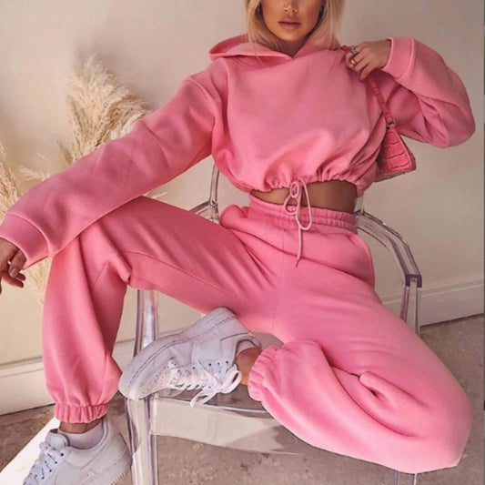 Women's Long - Sleeved Sports Casual Two - Piece Set - dellidu.com - Pink - Women's Long - Sleeved Sports Casual Two - Piece Set - XL - Women's Long - Sleeved Sports Casual Two - Piece Set - 14:1052;5:100014065 - dellidu.com