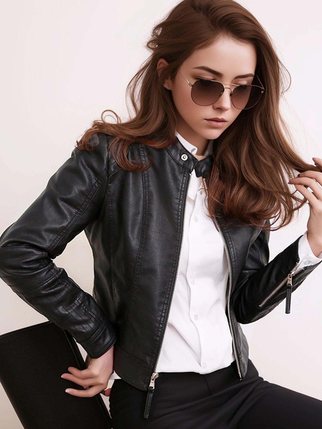 Women's PU Leather Zipper Jacket - Spring Autumn Fashion - dellidu.com - black - Women's PU Leather Zipper Jacket - Spring Autumn Fashion - XL - Women's PU Leather Zipper Jacket - Spring Autumn Fashion - 14:193;5:100014065 - dellidu.com