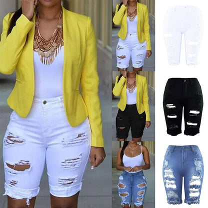 Women's Ripped Denim Shorts - Casual Summer Style - dellidu.com - C - Women's Ripped Denim Shorts - Casual Summer Style - M - Women's Ripped Denim Shorts - Casual Summer Style - 14:173#C;5:361386 - dellidu.com