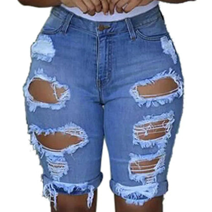 Women's Ripped Denim Shorts - Casual Summer Style - dellidu.com - B - Women's Ripped Denim Shorts - Casual Summer Style - XXXL - Women's Ripped Denim Shorts - Casual Summer Style - 14:193#B;5:4183 - dellidu.com