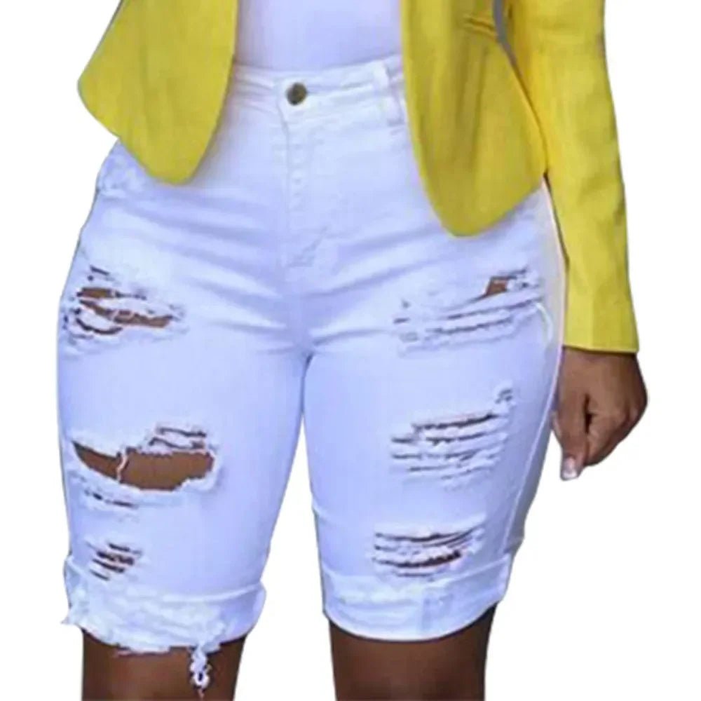 Women's Ripped Denim Shorts - Casual Summer Style - dellidu.com - C - Women's Ripped Denim Shorts - Casual Summer Style - M - Women's Ripped Denim Shorts - Casual Summer Style - 14:173#C;5:361386 - dellidu.com