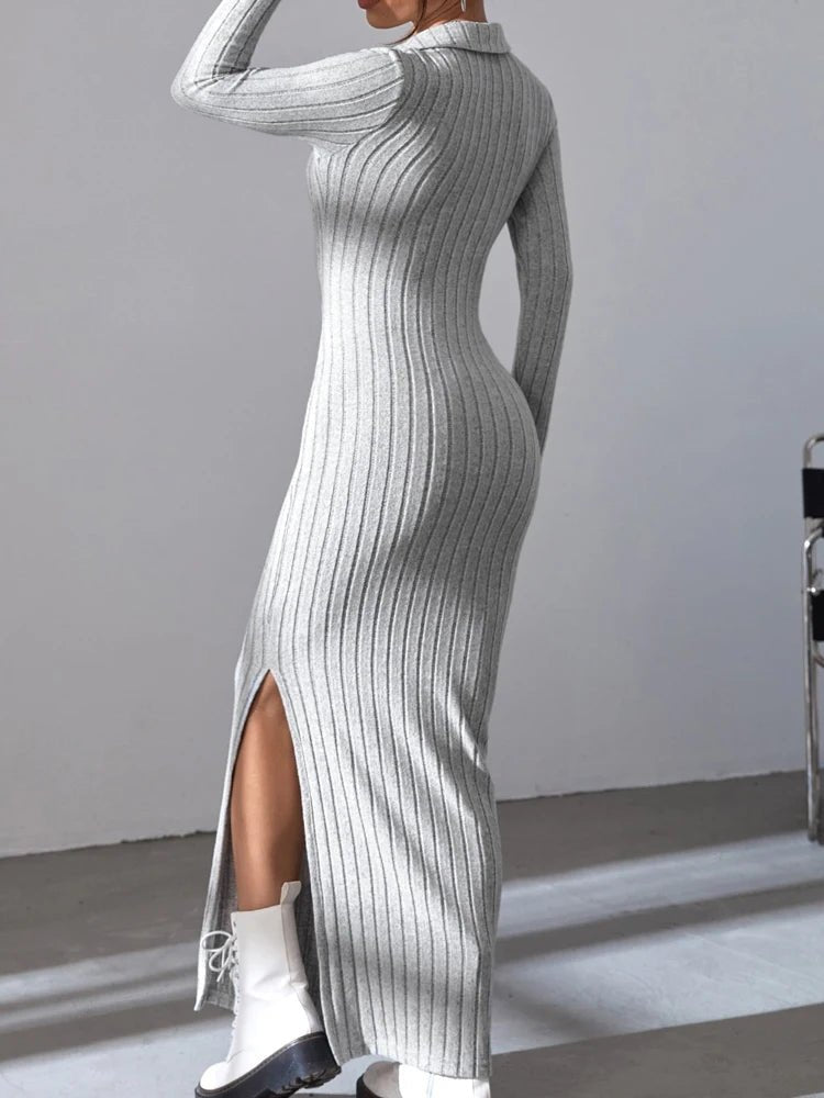 Women’s Sexy Knit V - Neck Split Dress - Autumn Winter - dellidu.com - 26916 - Women’s Sexy Knit V - Neck Split Dress - Autumn Winter - L - Women’s Sexy Knit V - Neck Split Dress - Autumn Winter - 14:13978534#26916;5:361385 - dellidu.com