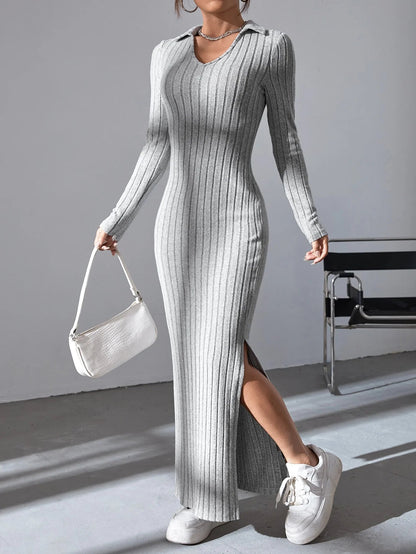 Women’s Sexy Knit V - Neck Split Dress - Autumn Winter - dellidu.com - 26916 2 - Women’s Sexy Knit V - Neck Split Dress - Autumn Winter - S - Women’s Sexy Knit V - Neck Split Dress - Autumn Winter - 14:691#26916;5:100014064 - dellidu.com