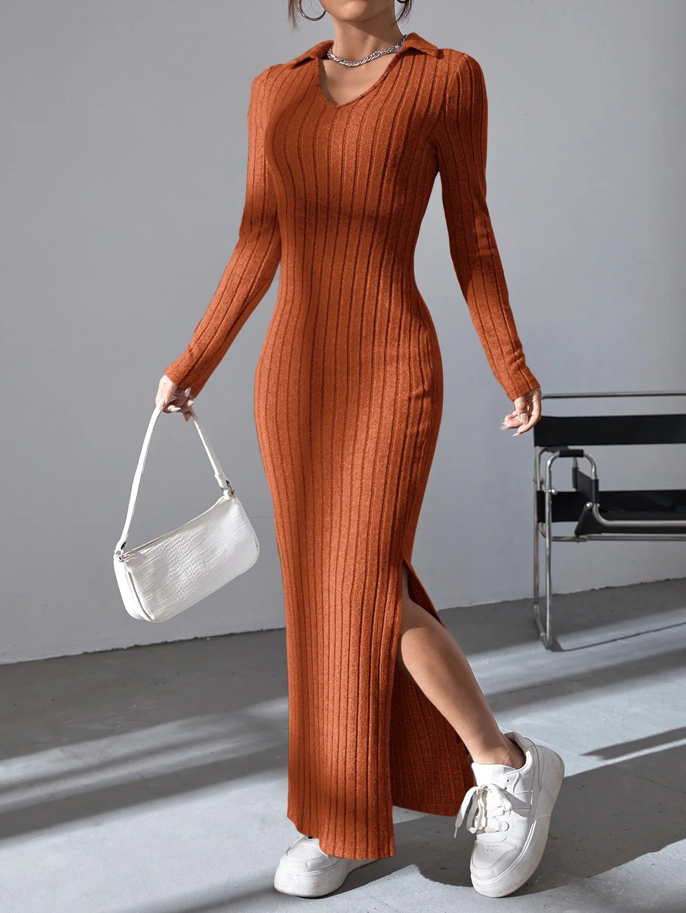 Women’s Sexy Knit V - Neck Split Dress - Autumn Winter - dellidu.com - 26916 1 - Women’s Sexy Knit V - Neck Split Dress - Autumn Winter - XS - Women’s Sexy Knit V - Neck Split Dress - Autumn Winter - 14:350852#26916;5:100014066 - dellidu.com