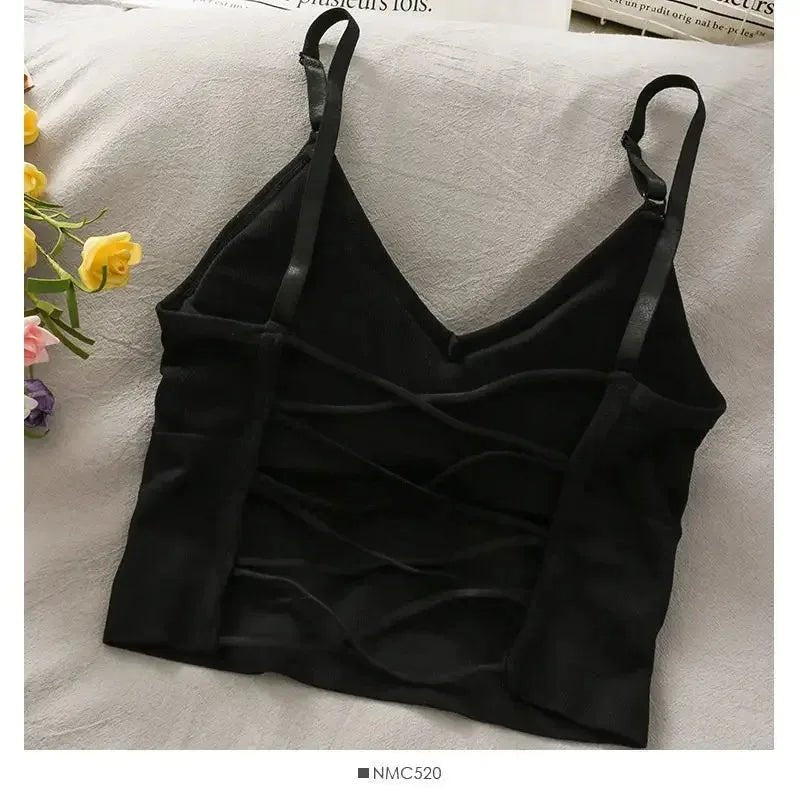 Women's Sexy Tank Top with Built - in Bra - Crop Camisole - dellidu.com - black - Women's Sexy Tank Top with Built - in Bra - Crop Camisole - One Size - Women's Sexy Tank Top with Built - in Bra - Crop Camisole - 14:193;5:200003528 - dellidu.com