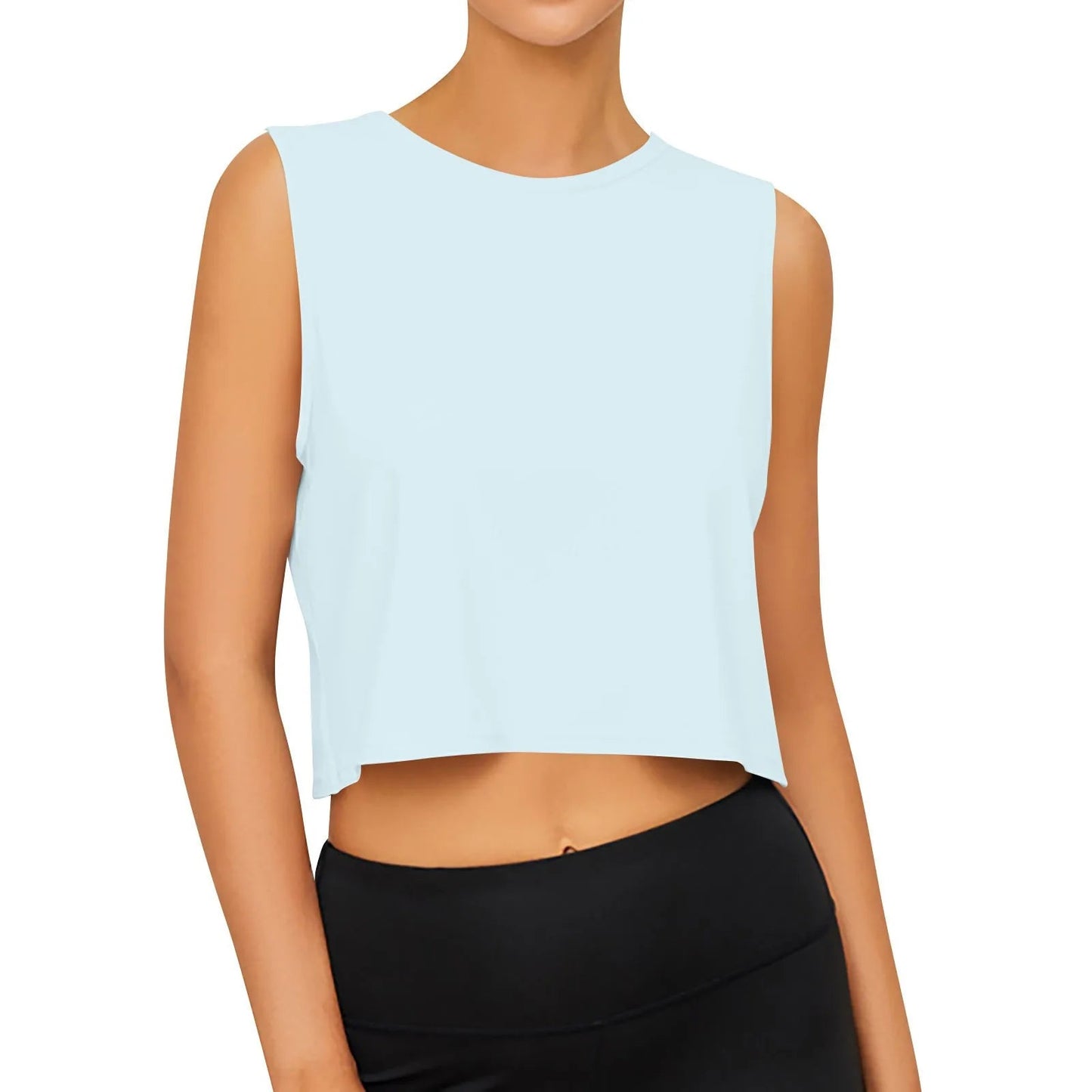 Women's Sleeveless Yoga Crop Top - Cool Workout Shirt - dellidu.com - Black - Women's Sleeveless Yoga Crop Top - Cool Workout Shirt - L - Women's Sleeveless Yoga Crop Top - Cool Workout Shirt - 14:193#Black;5:361385 - dellidu.com