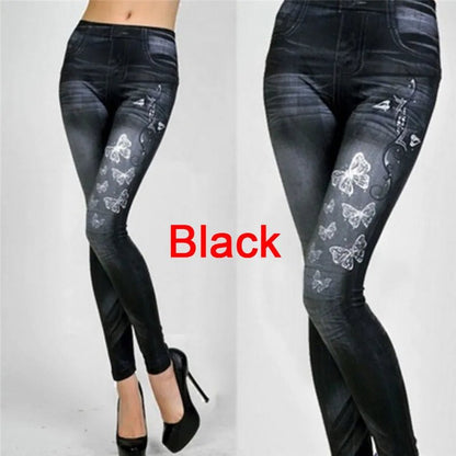 Women’s Slim Fit Denim Leggings with Pockets - dellidu.com - BK - Women’s Slim Fit Denim Leggings with Pockets - One Size - Women’s Slim Fit Denim Leggings with Pockets - 14:1254#BK;5:200003528 - dellidu.com