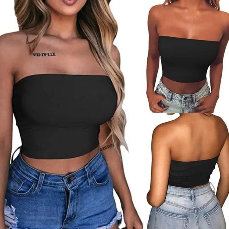 Womens Strapless Off Shoulder Crop Tube Top - Solid Color - dellidu.com - WHITE - Womens Strapless Off Shoulder Crop Tube Top - Solid Color - One Size - Womens Strapless Off Shoulder Crop Tube Top - Solid Color - 14:29;5:200003528 - dellidu.com