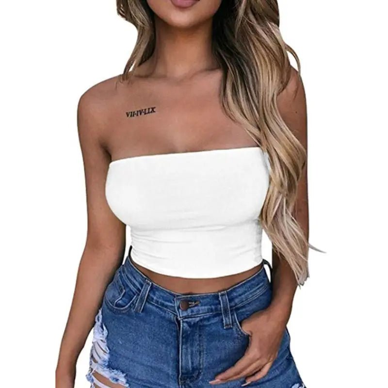 Womens Strapless Off Shoulder Crop Tube Top - Solid Color - dellidu.com - WHITE - Womens Strapless Off Shoulder Crop Tube Top - Solid Color - One Size - Womens Strapless Off Shoulder Crop Tube Top - Solid Color - 14:29;5:200003528 - dellidu.com