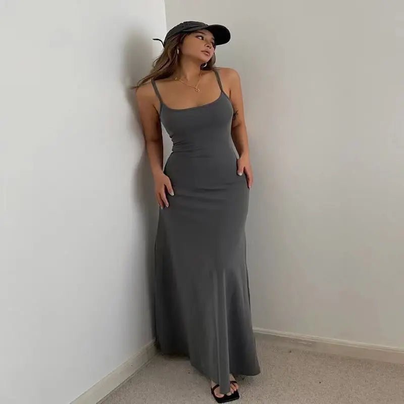 Women's Summer Bodycon Dress - Slim Fit Sleeveless Spaghetti Strap - dellidu.com - DarkGray - Women's Summer Bodycon Dress - Slim Fit Sleeveless Spaghetti Strap - XXL - Women's Summer Bodycon Dress - Slim Fit Sleeveless Spaghetti Strap - 14:200004890#DarkGray;5:4182 - dellidu.com