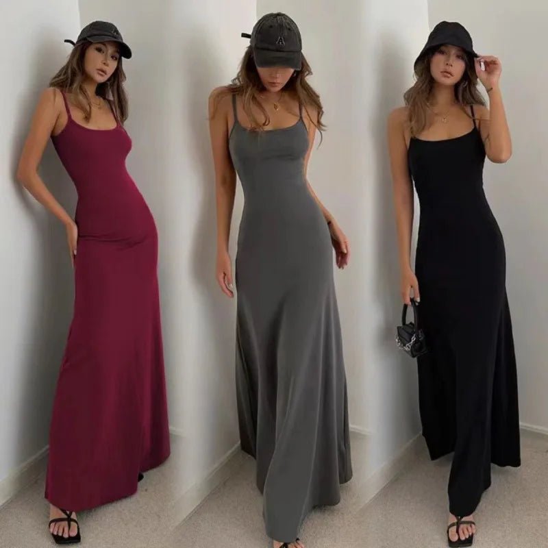 Women's Summer Bodycon Dress - Slim Fit Sleeveless Spaghetti Strap - dellidu.com - DarkGray - Women's Summer Bodycon Dress - Slim Fit Sleeveless Spaghetti Strap - XXL - Women's Summer Bodycon Dress - Slim Fit Sleeveless Spaghetti Strap - 14:200004890#DarkGray;5:4182 - dellidu.com