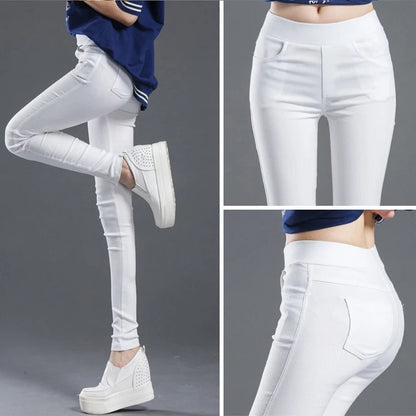 Women's Summer Elastic Casual Stretch Skinny Leggings - dellidu.com - WHITE - Women's Summer Elastic Casual Stretch Skinny Leggings - S - Women's Summer Elastic Casual Stretch Skinny Leggings - 14:29;5:100014064 - dellidu.com