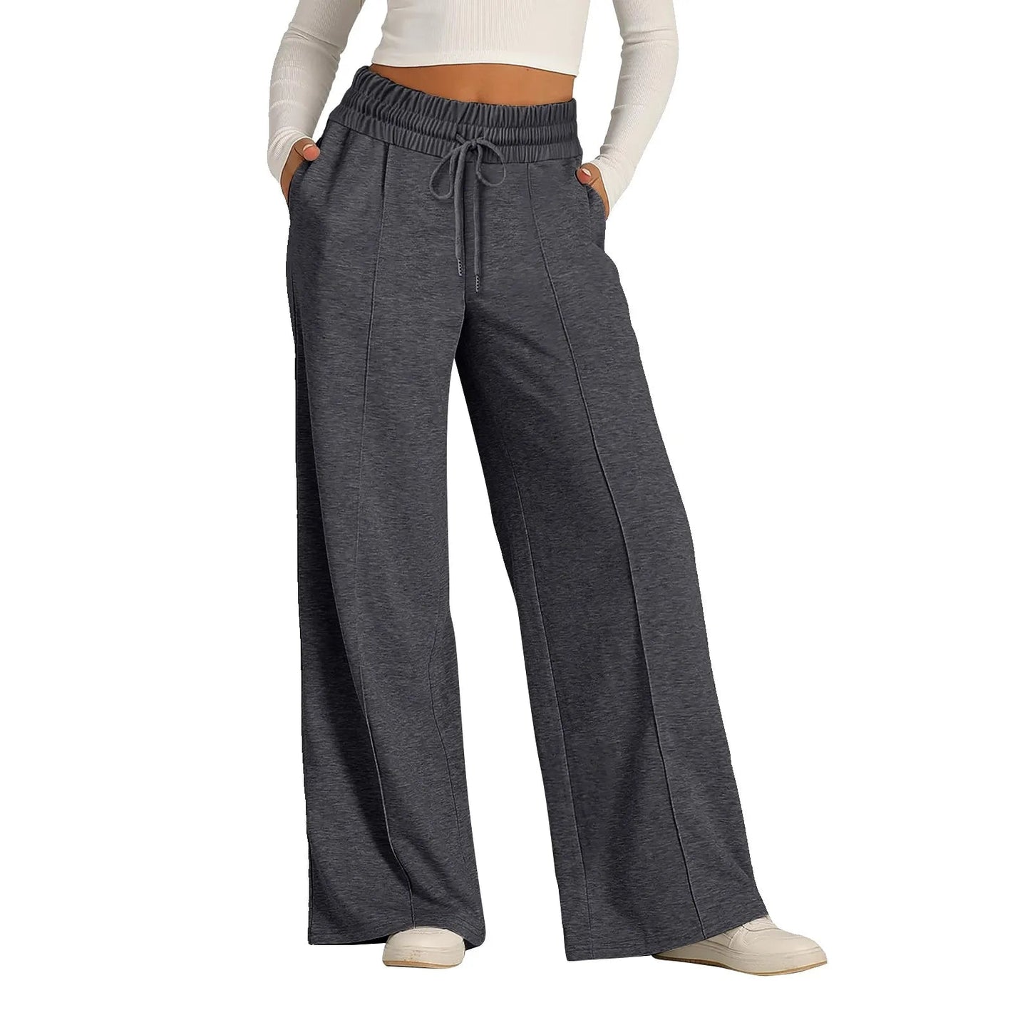 Women's Wide Leg Jogger Sweatpants - Casual Fitness Pants - dellidu.com - Dark Gray - Women's Wide Leg Jogger Sweatpants - Casual Fitness Pants - XL - Women's Wide Leg Jogger Sweatpants - Casual Fitness Pants - 14:200004890#Dark Gray;5:100014065 - dellidu.com