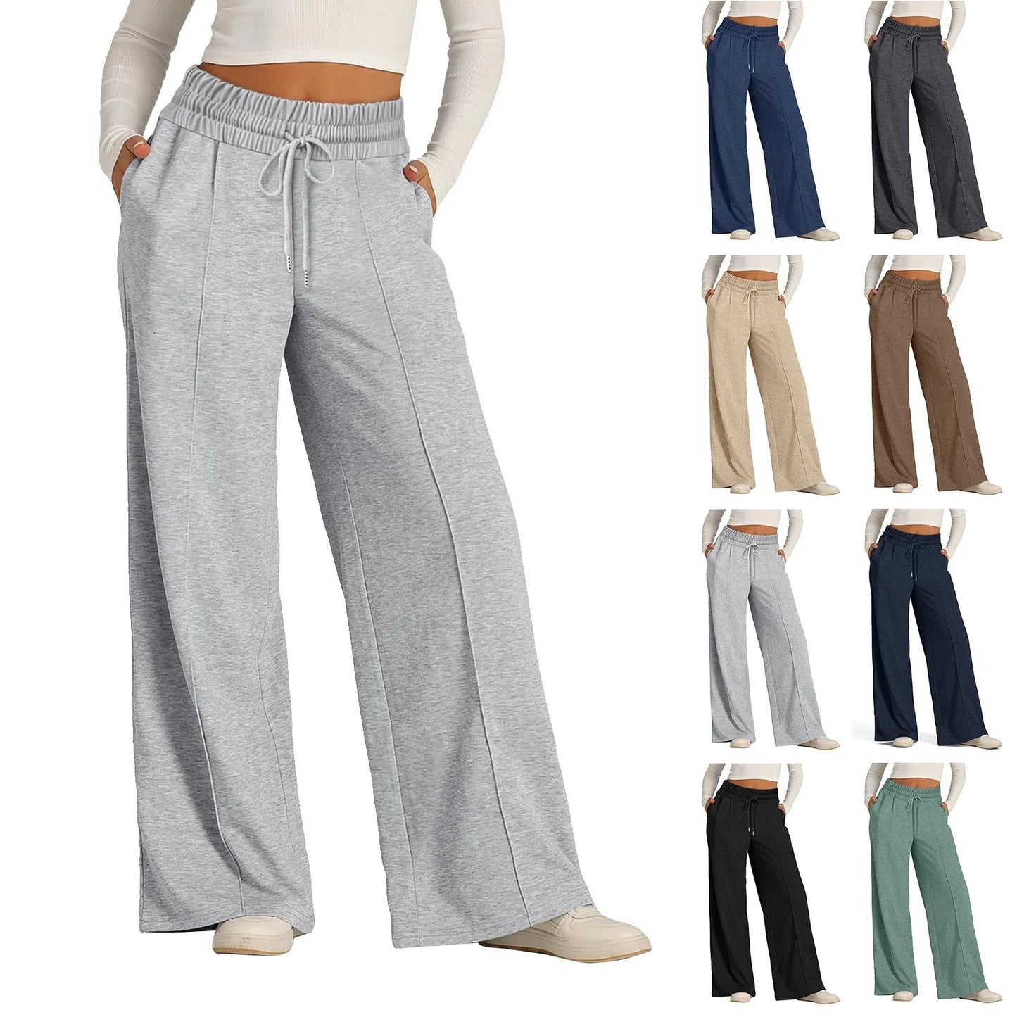 Women's Wide Leg Jogger Sweatpants - Casual Fitness Pants - dellidu.com - Light Gray - Women's Wide Leg Jogger Sweatpants - Casual Fitness Pants - M - Women's Wide Leg Jogger Sweatpants - Casual Fitness Pants - 14:200844061#Light Gray;5:361386 - dellidu.com